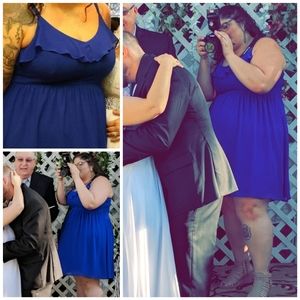 Electric Bright Blue Chiffon Layered Short Dress👗